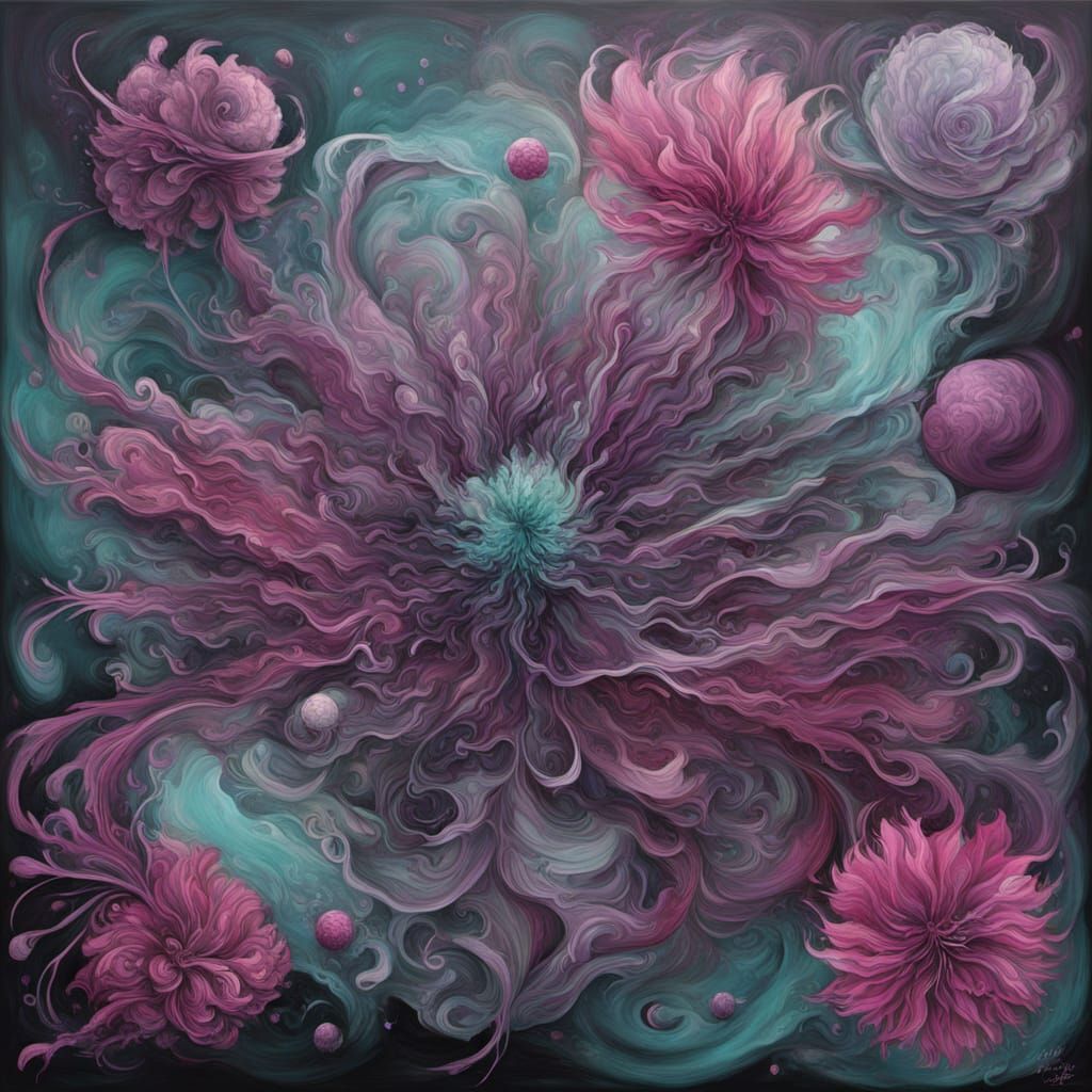 Abstract Surrealism Painting: Red Violet Amethyst Smoke