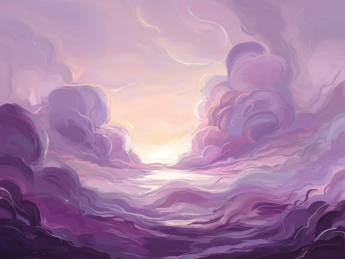 Ethereal Impressionist Landscape Painting with Swirling Purp...