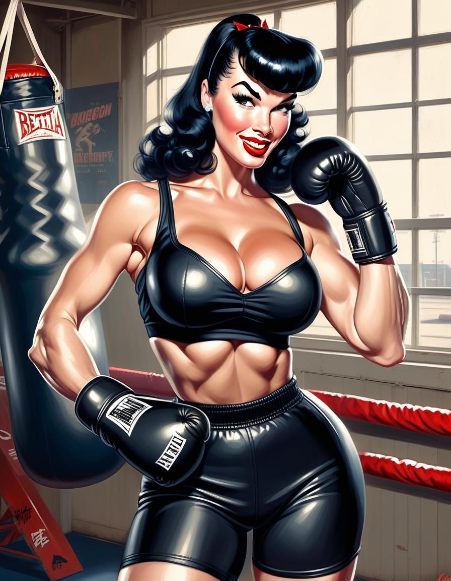Boxing Pinup in Gil Elvgren Style
