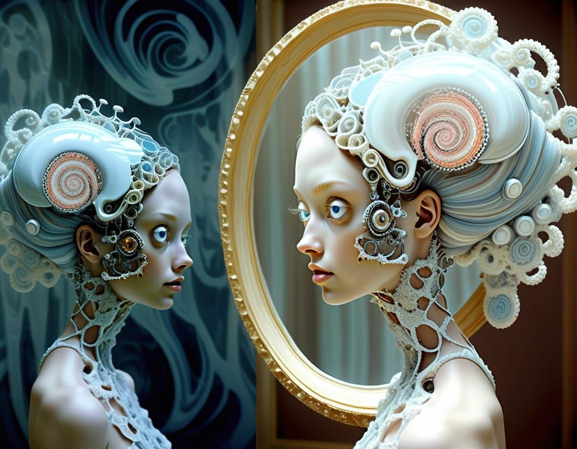 Automatron Audrey's Wirish Whirlington Hair Mirrored in Crazy Lace Agate Whirlingtons & Gray's