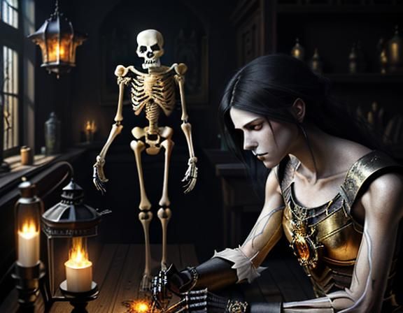 Furry Skeleton Bone Repair: Dark Fantasy Art