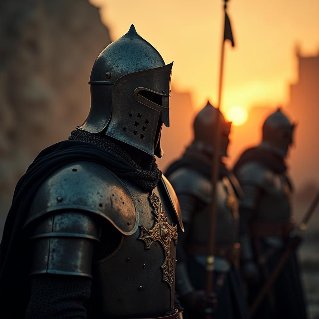 Crusaders in Armor: Cinematic Medieval Sunset