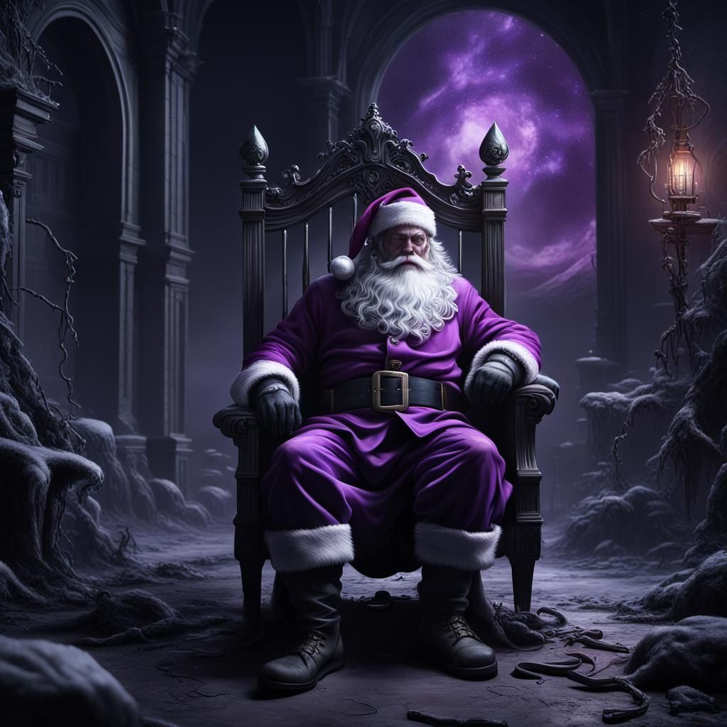 Dystopian Santa: Handcuffed in a Dark, Mystical Landscape