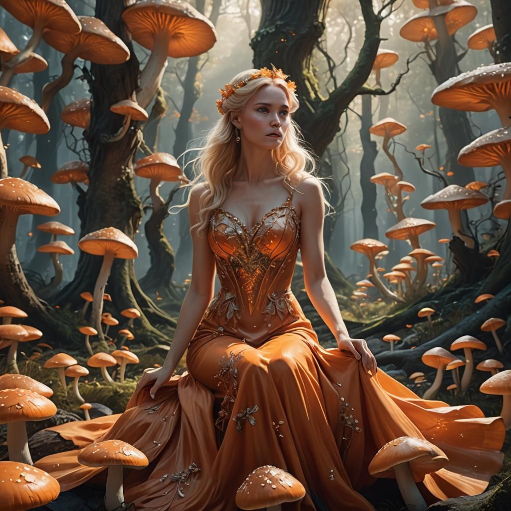 Blonde Woman in Enchanted Forest: Fantasy Concept Art