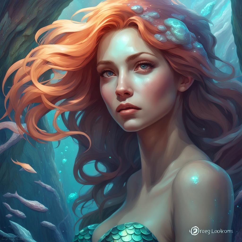 Mermaid in Crystal Cave: Hyperdetailed Portrait
