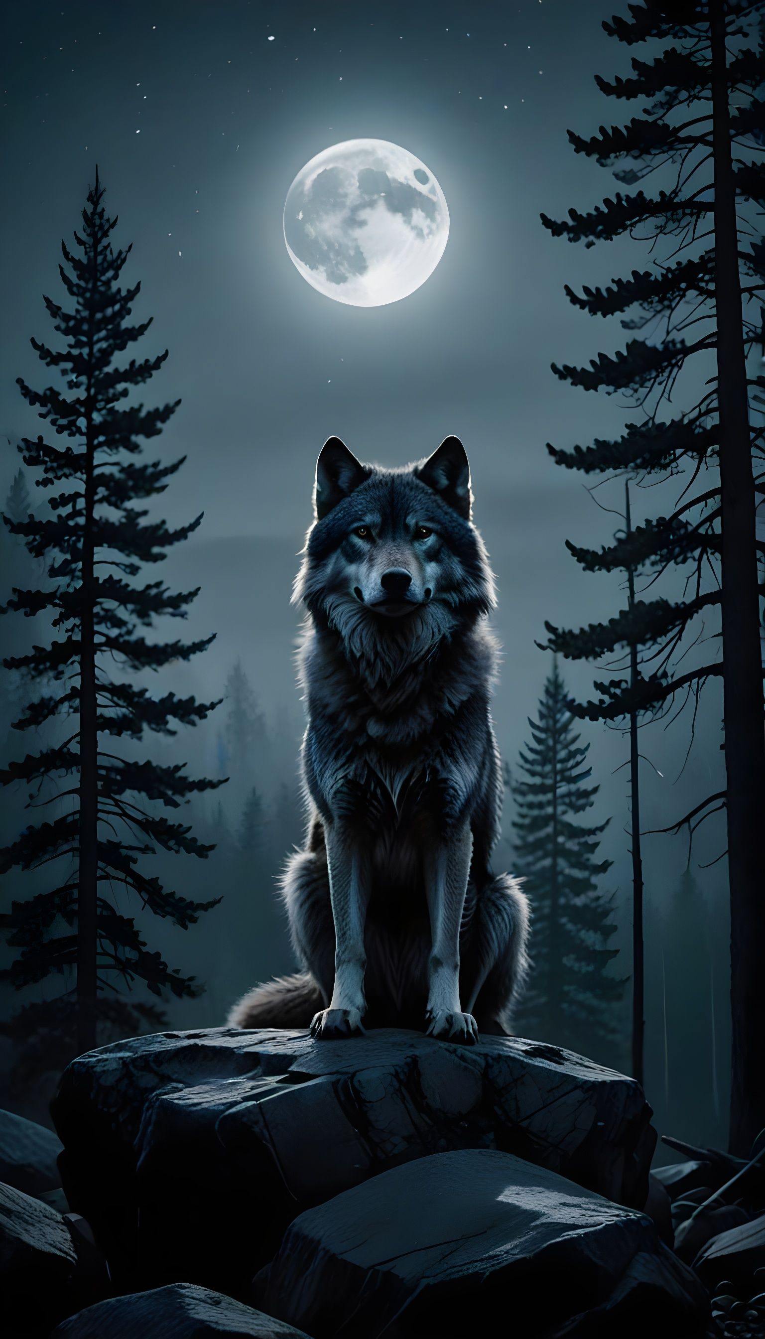 Moonlit Wolf in Cinematic Realism