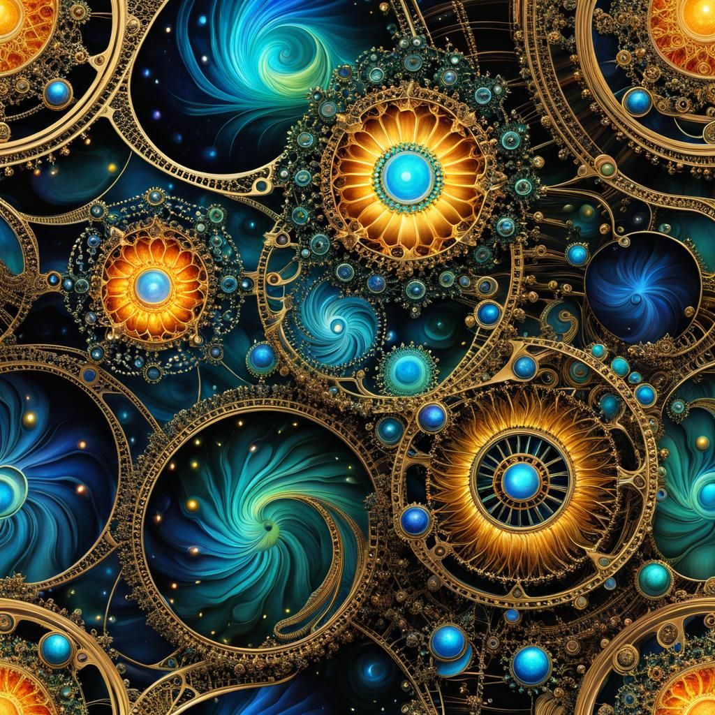 Binary Code Dream: Alcohol Ink and Fractal Nebulas