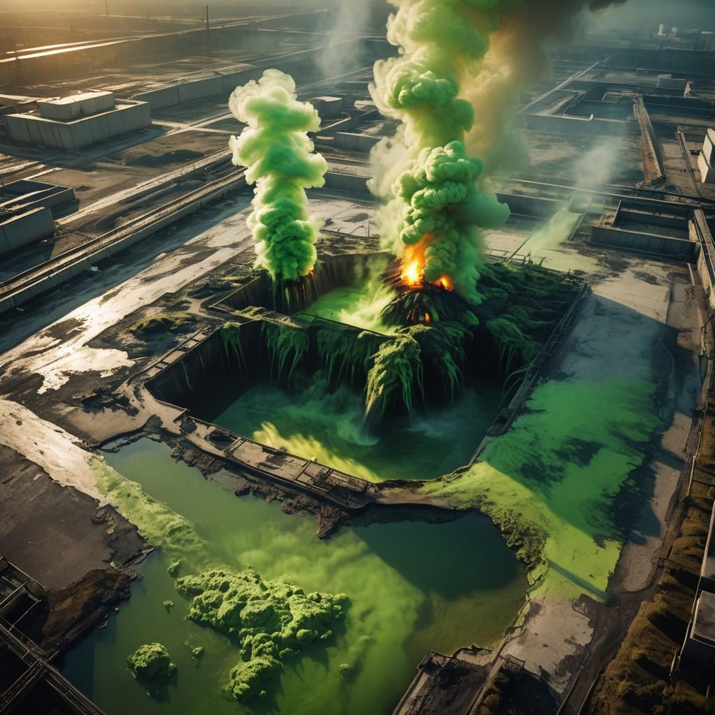 Eerie Toxic Waste Pool in Dystopian Nuclear Park