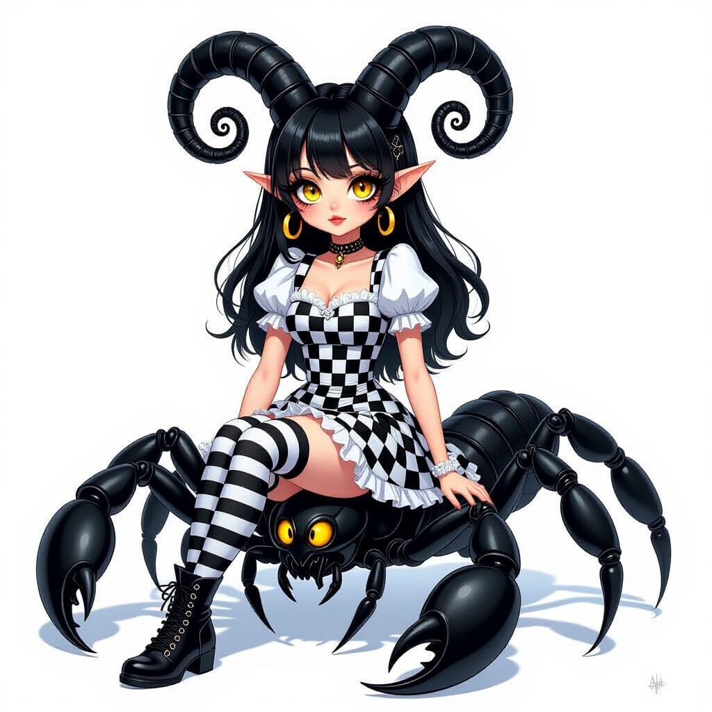 Surreal Woman Riding Scorpion in Digital Art Style