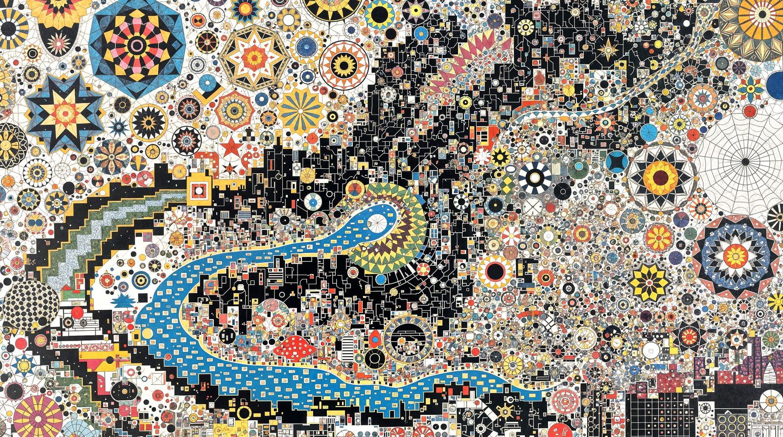 Kaleidoscopic Garden River in Murakami Style