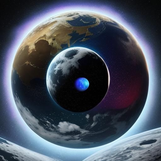 Cosmic Astral Illustration of Three Moons