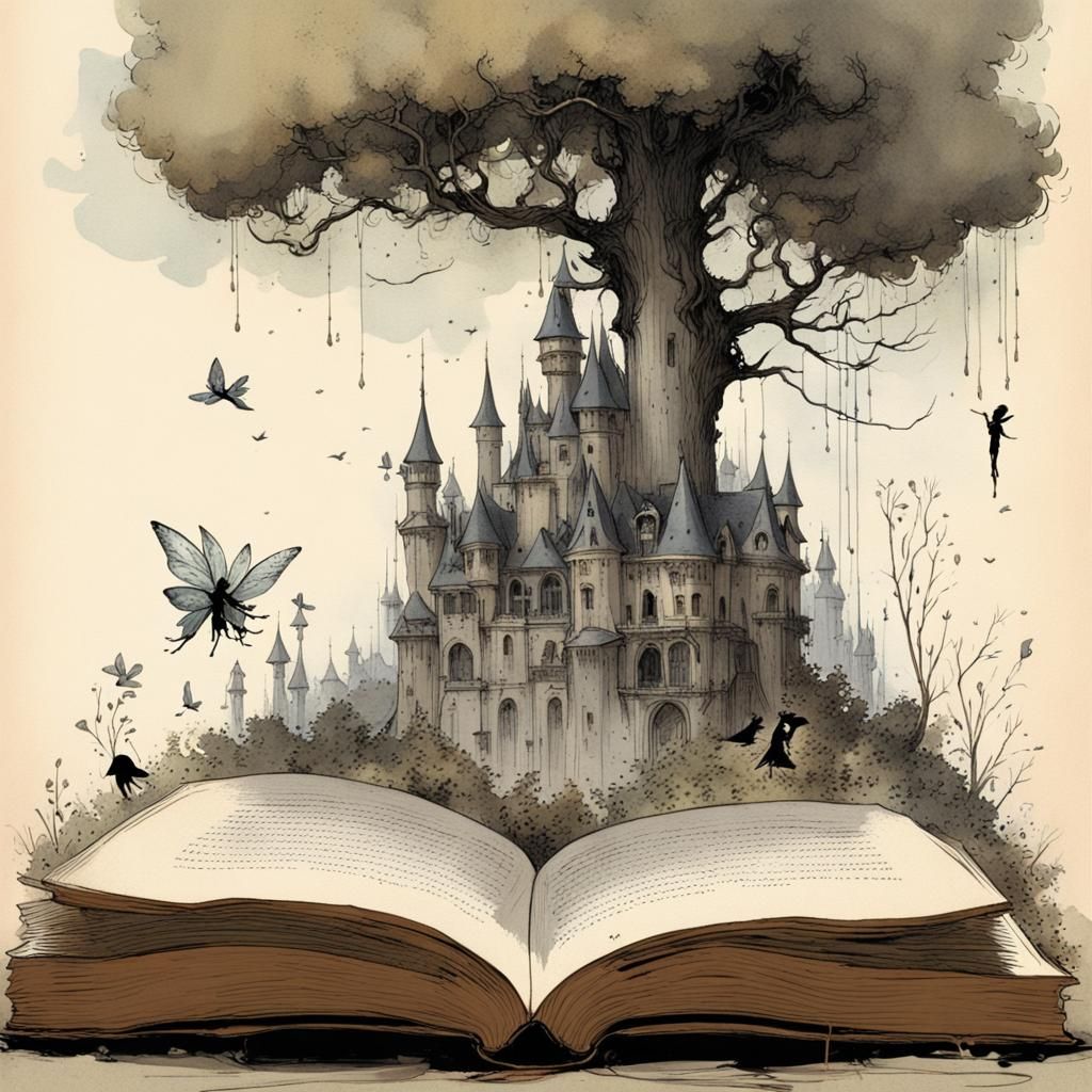 Fairy Tale Image Emerging from a Book