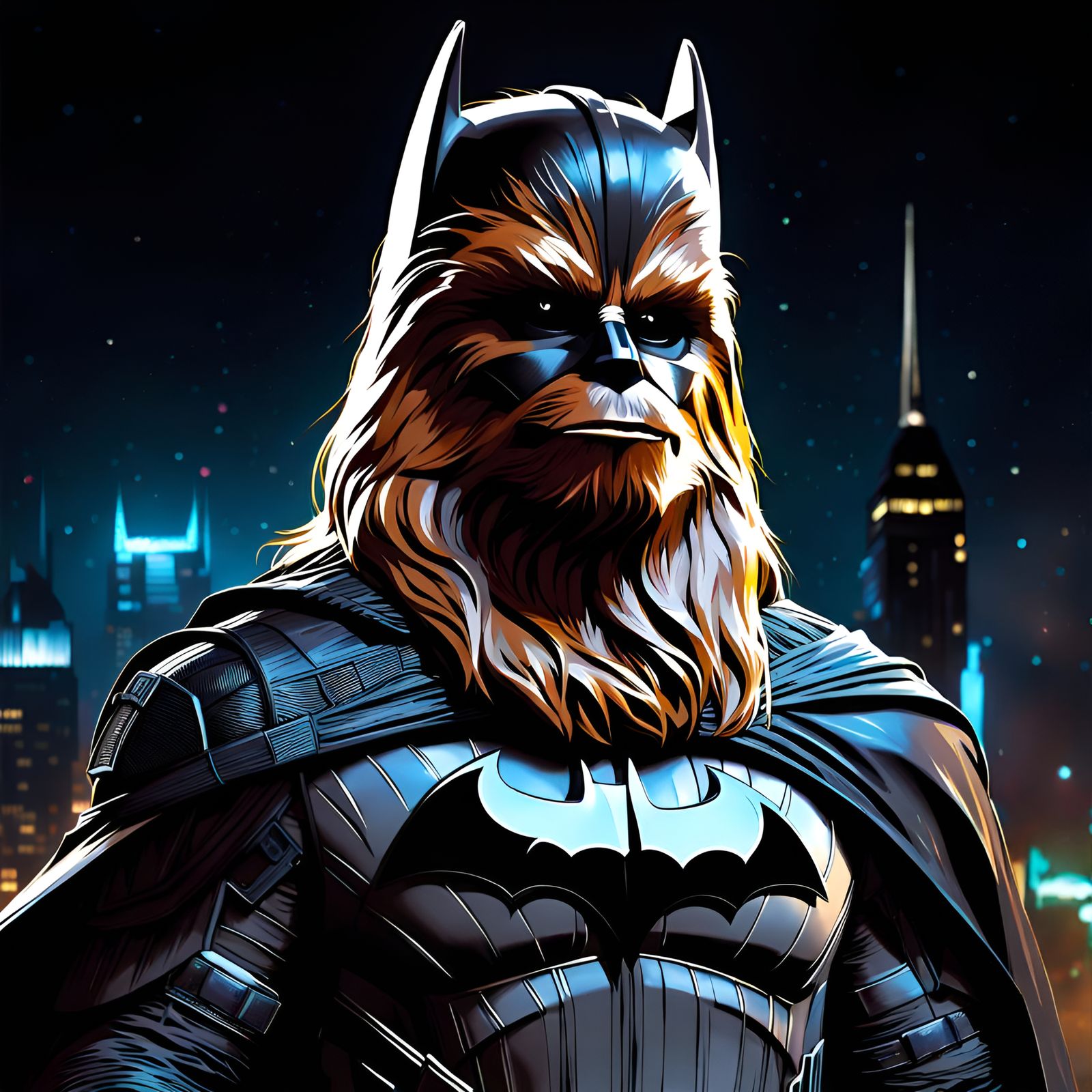 Chewbacca as Batman: Digital Art Portrait