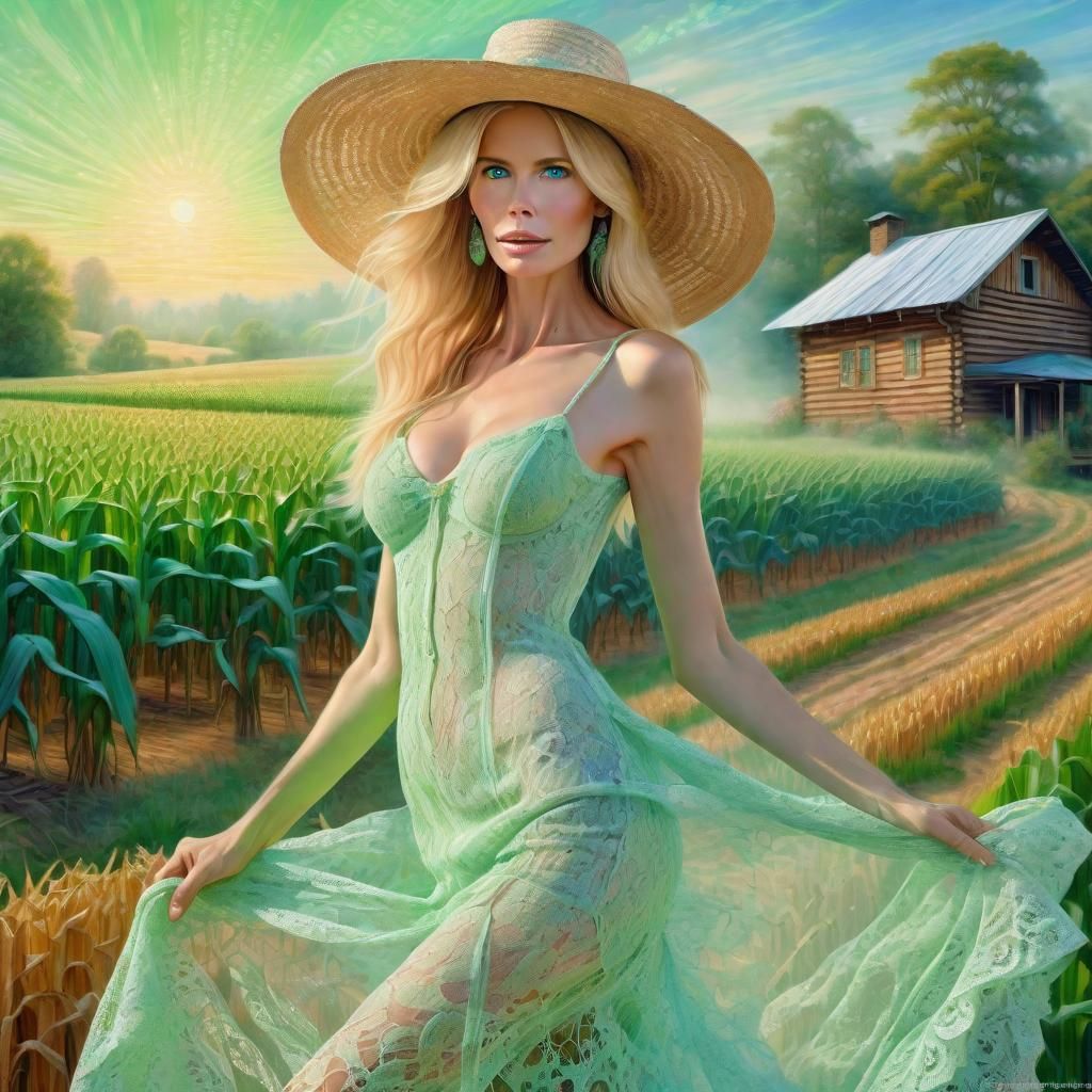 Ethereal Portrait of Woman in Cornfield, Fantasy Art