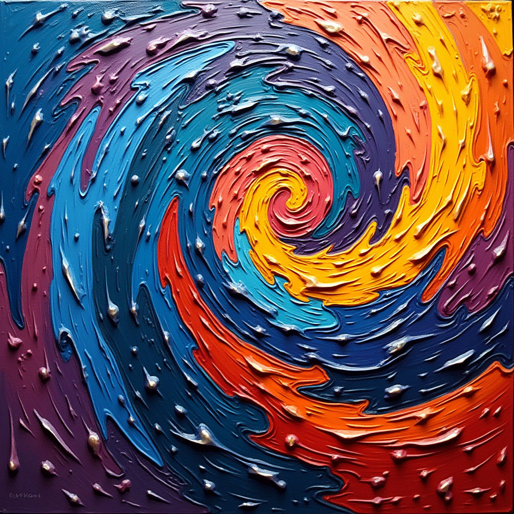 Colorful Swirling Logo in Expressionist Neo-Impressionism St...