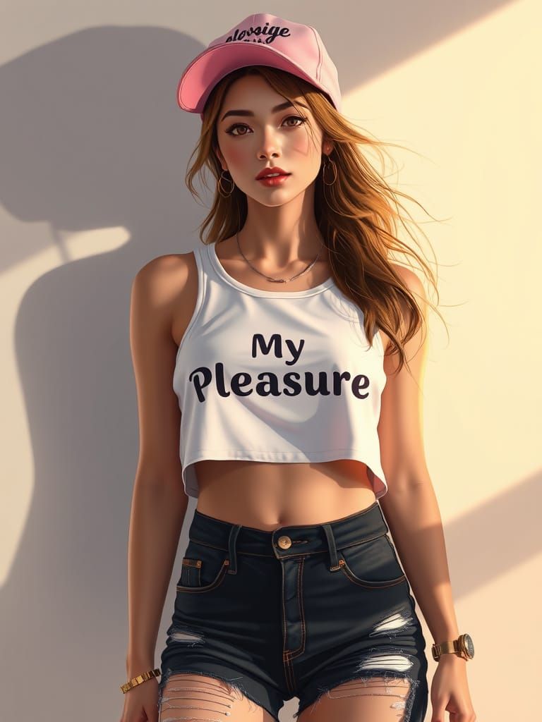 Sun-Kissed Digital Muse in Editorial Fashion Illustration