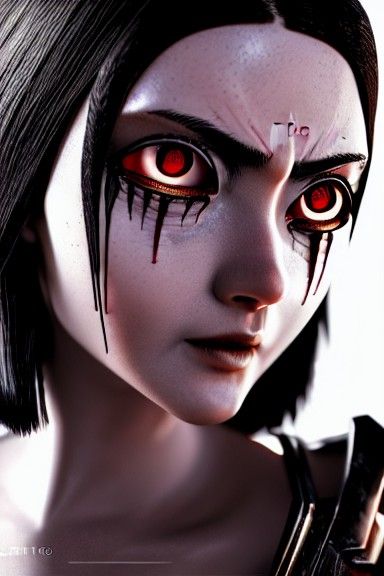 Alita: Battle Angel as Vampire, Photorealistic 8k Render