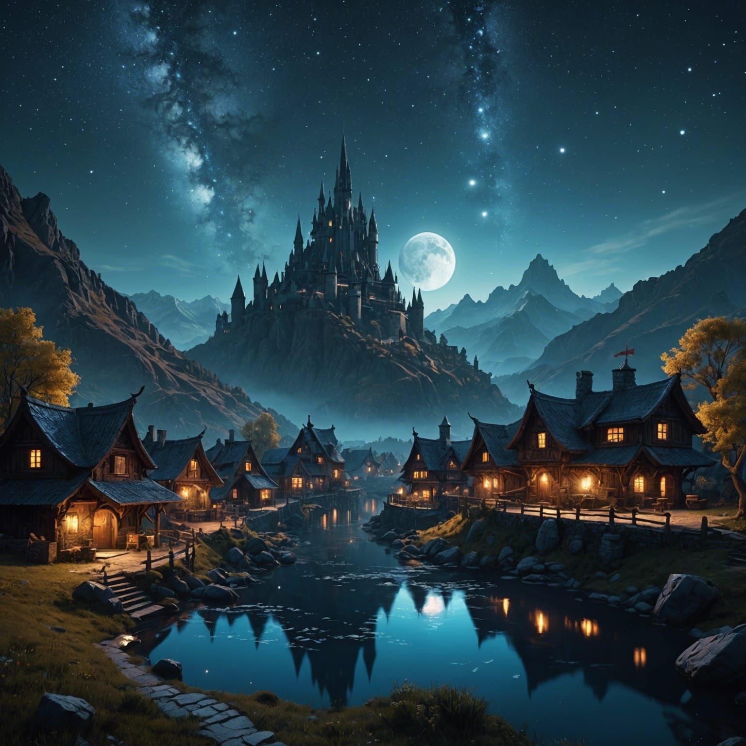 Fantastical Starry Night in Deep Color