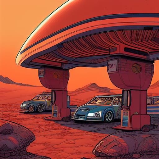 Martian Gas Station: Comic Book Art