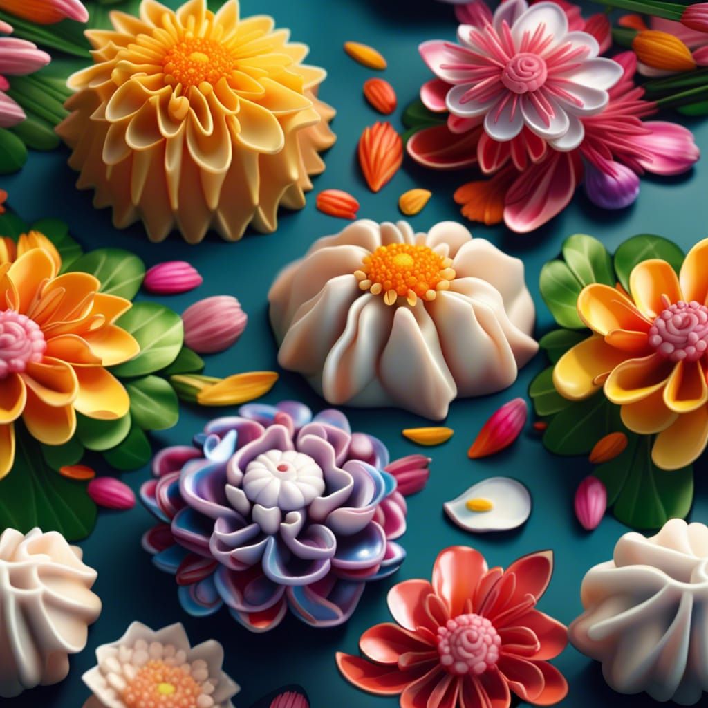 Hyperrealistic Flower Dumplings in 8K Resolution