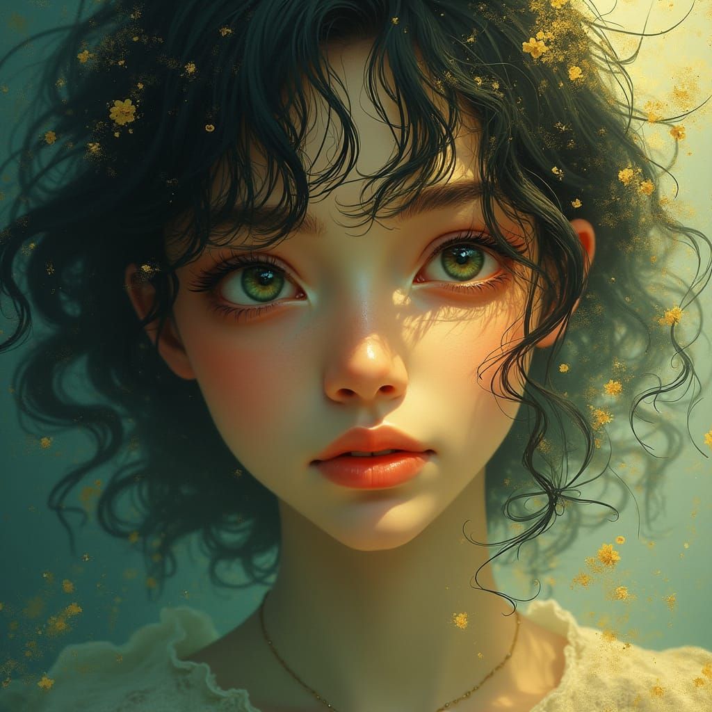 Enigmatic Woman in Dreamlike Abstract Expressionism