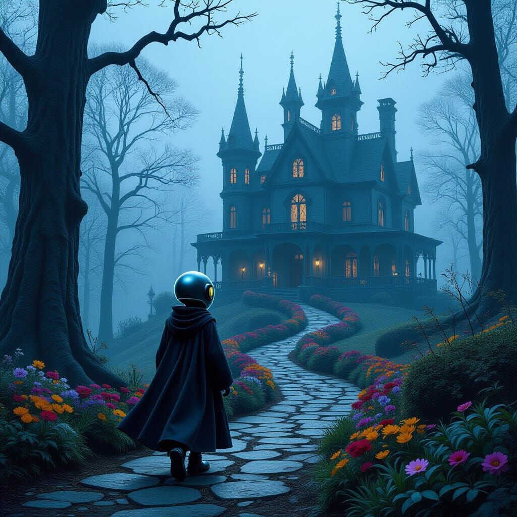 Robot Alien in Haunted Forest: Imaginative Realism