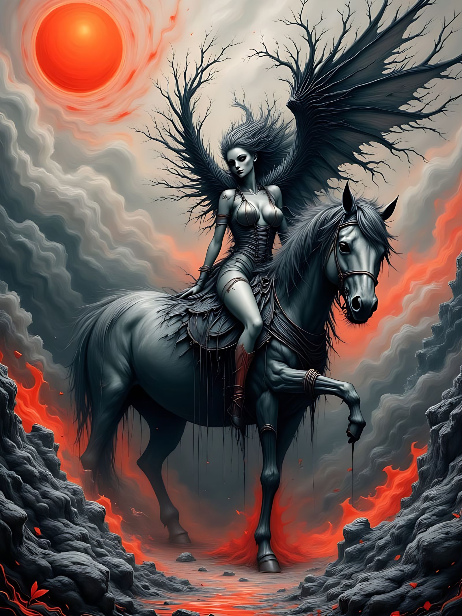 A Surreal image of 'Death' from the Four Horseman of the Apo...