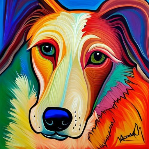 Abstract Dog Art in Complementary Colors