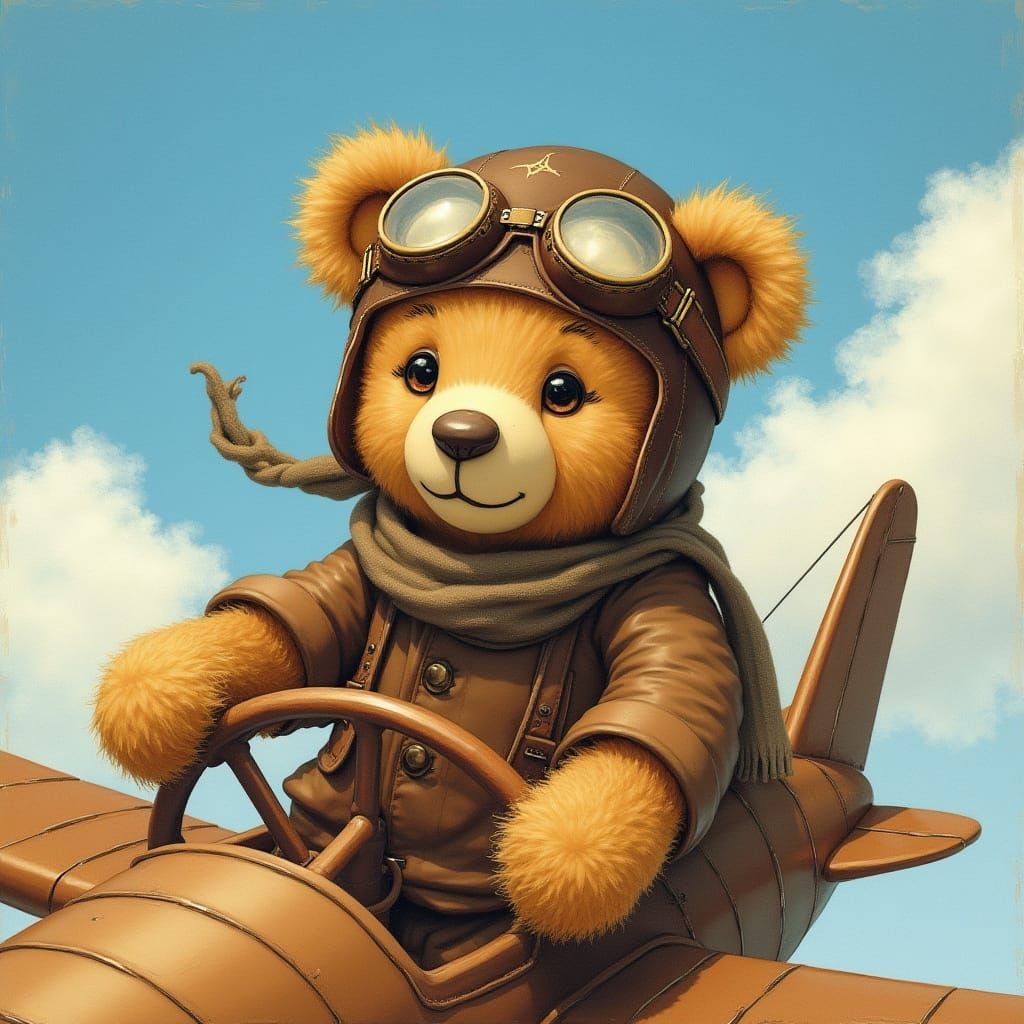 Teddy Pilot Soars Through the Skies in Vintage Style