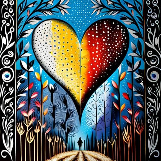 Garden Forest: Mixed Media Painting with Abstract Patterns