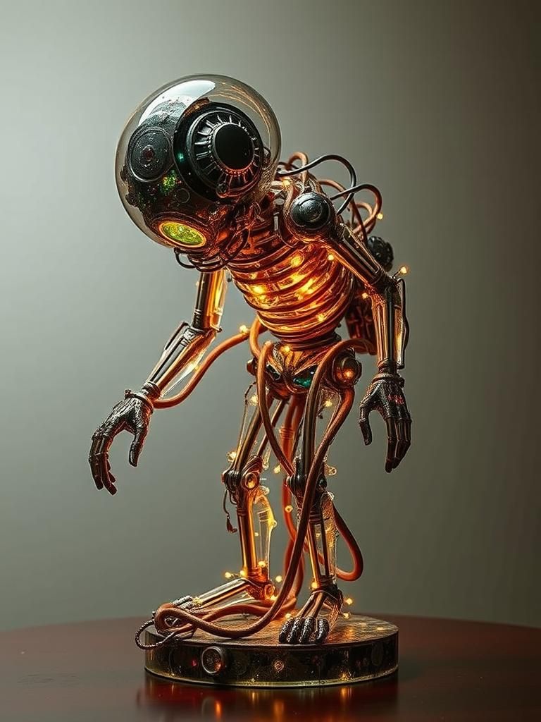 Hollow Glass Weird AI with Electrical Sparks