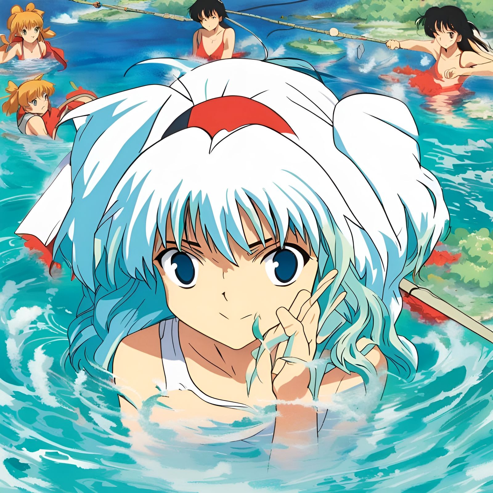 Kagome and Inuyasha in Summer Anime Style