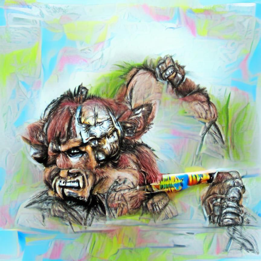 Bugbear Barbarian with Greataxe Fantasy Art