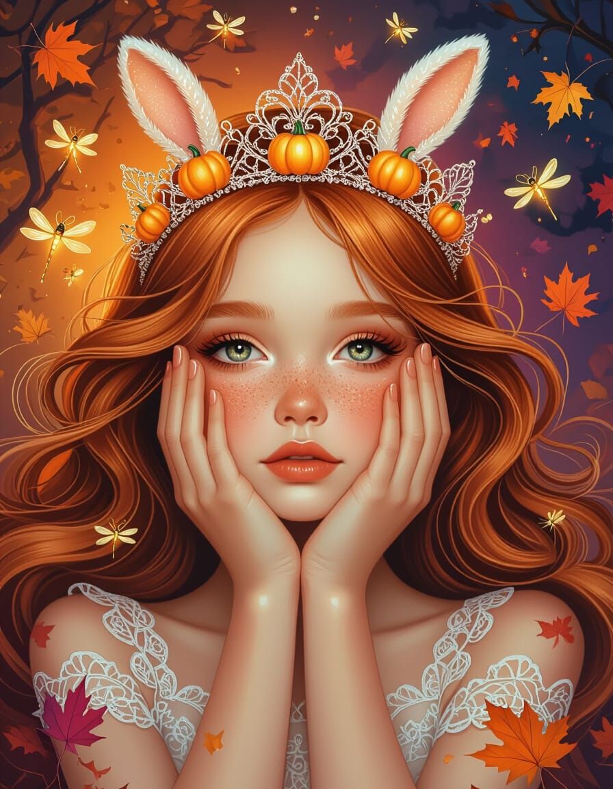 Surreal Pop-Art Portrait of a Girl with Fiery Hands