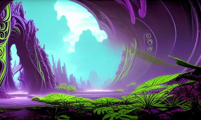 Sci-Fi Portal with Tentacles in Cel-Shaded Style