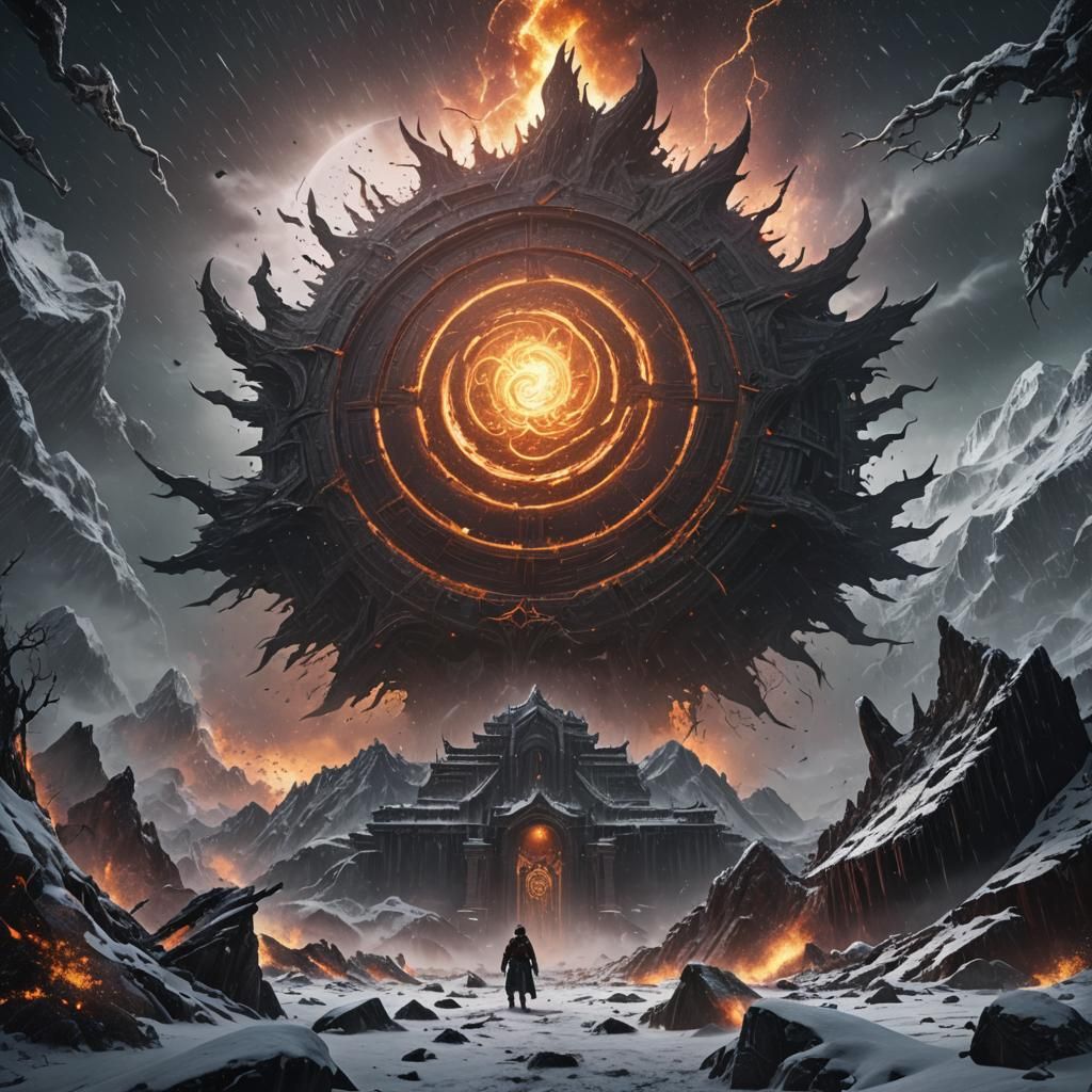 Violent Blizzard Under Mystical Black Sun