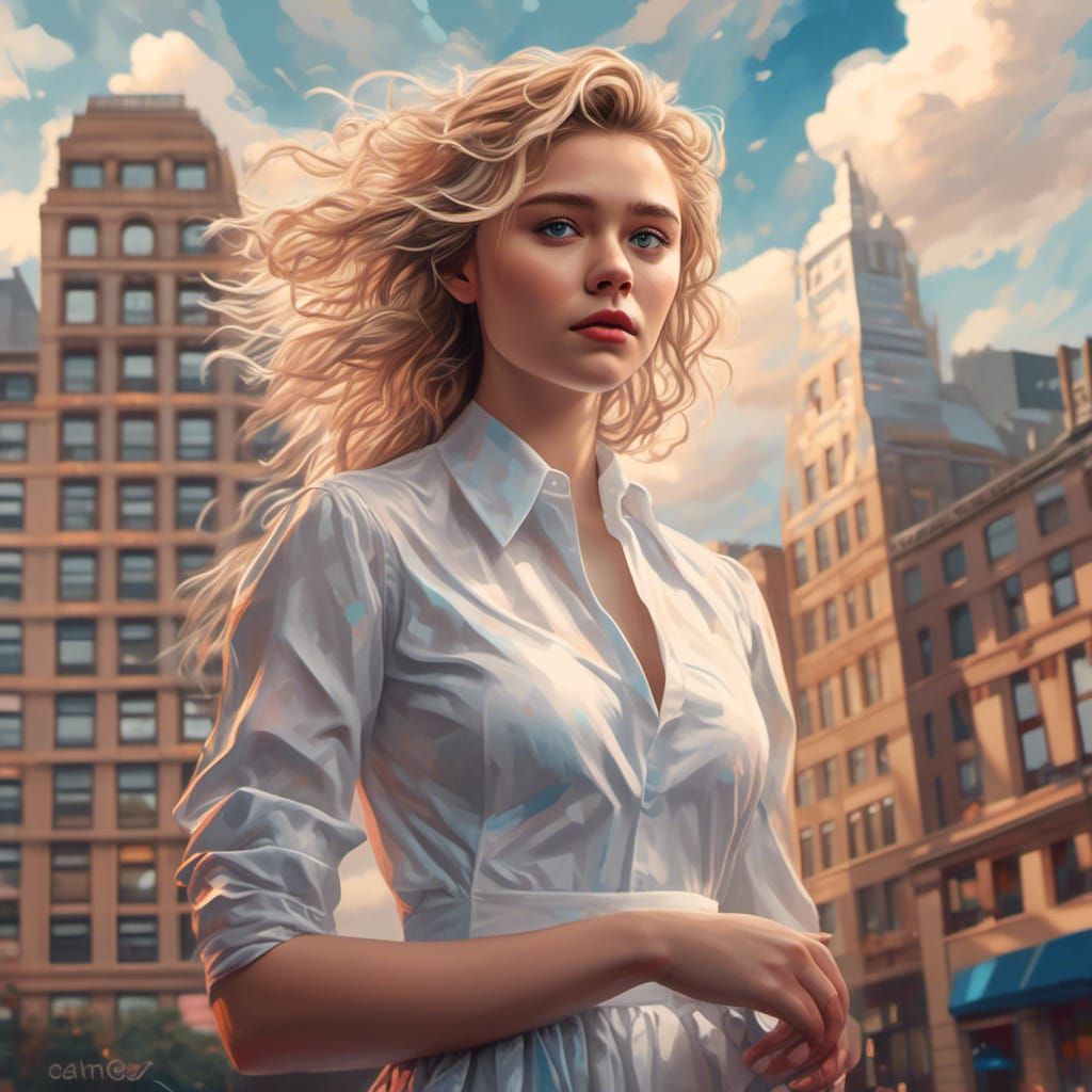 Hyperrealistic Portrait: Blonde Woman in New York Office