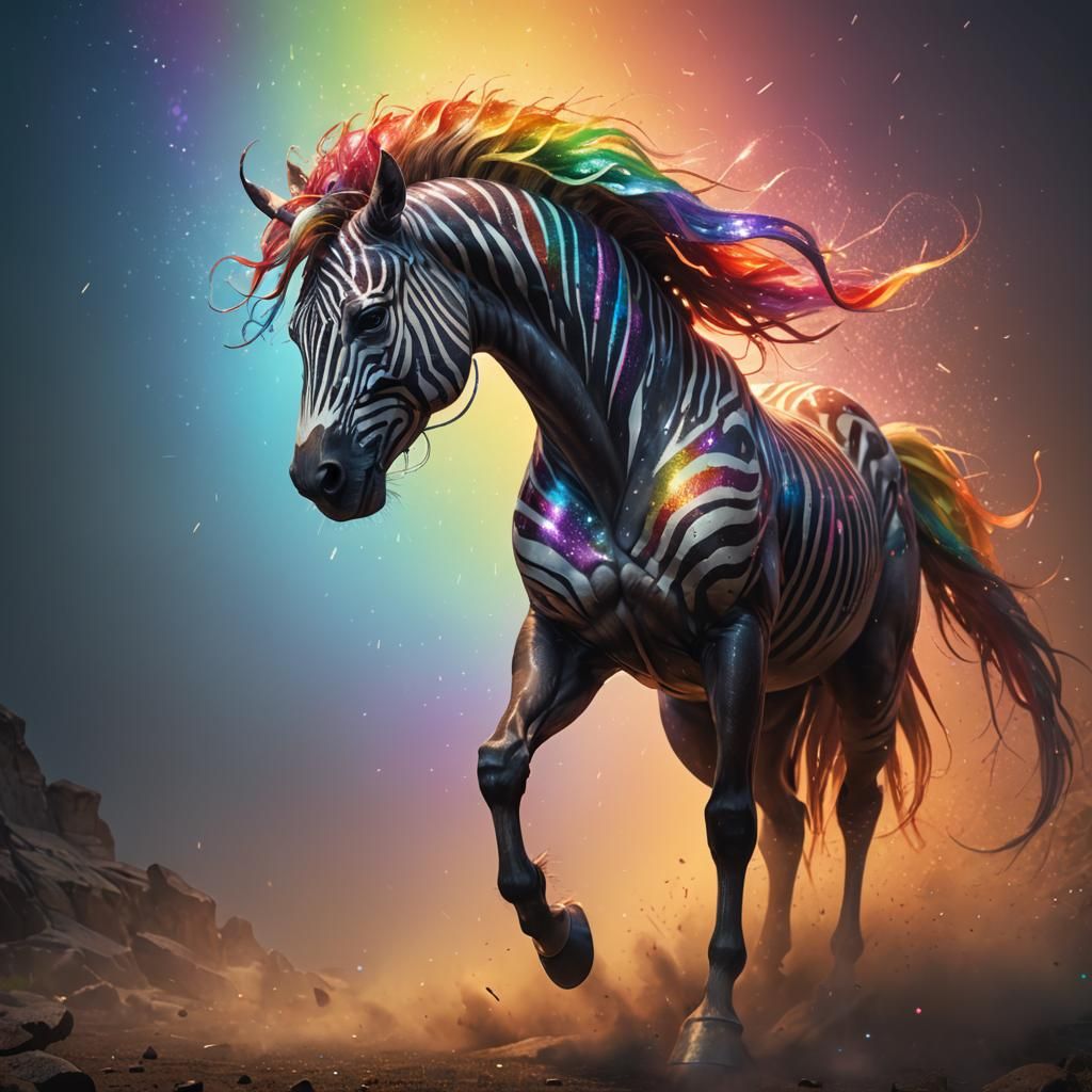 Rainbow Centaur Digital Art Masterpiece