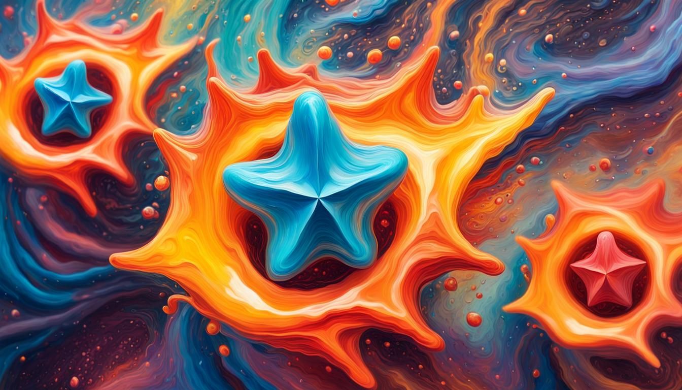 Celestial Stars in Impasto Oil Paint Style