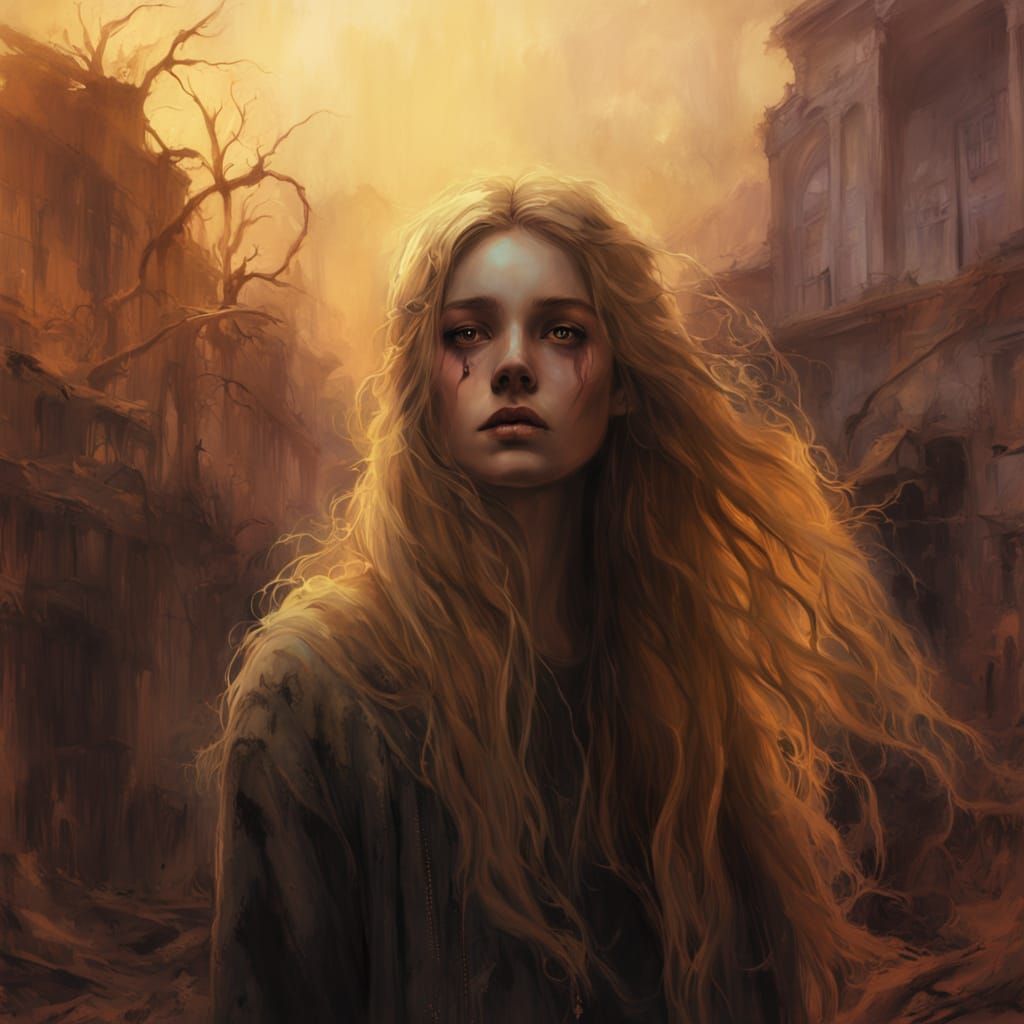 Teenage Girl in Decay: Surreal Hyper-Realistic Art