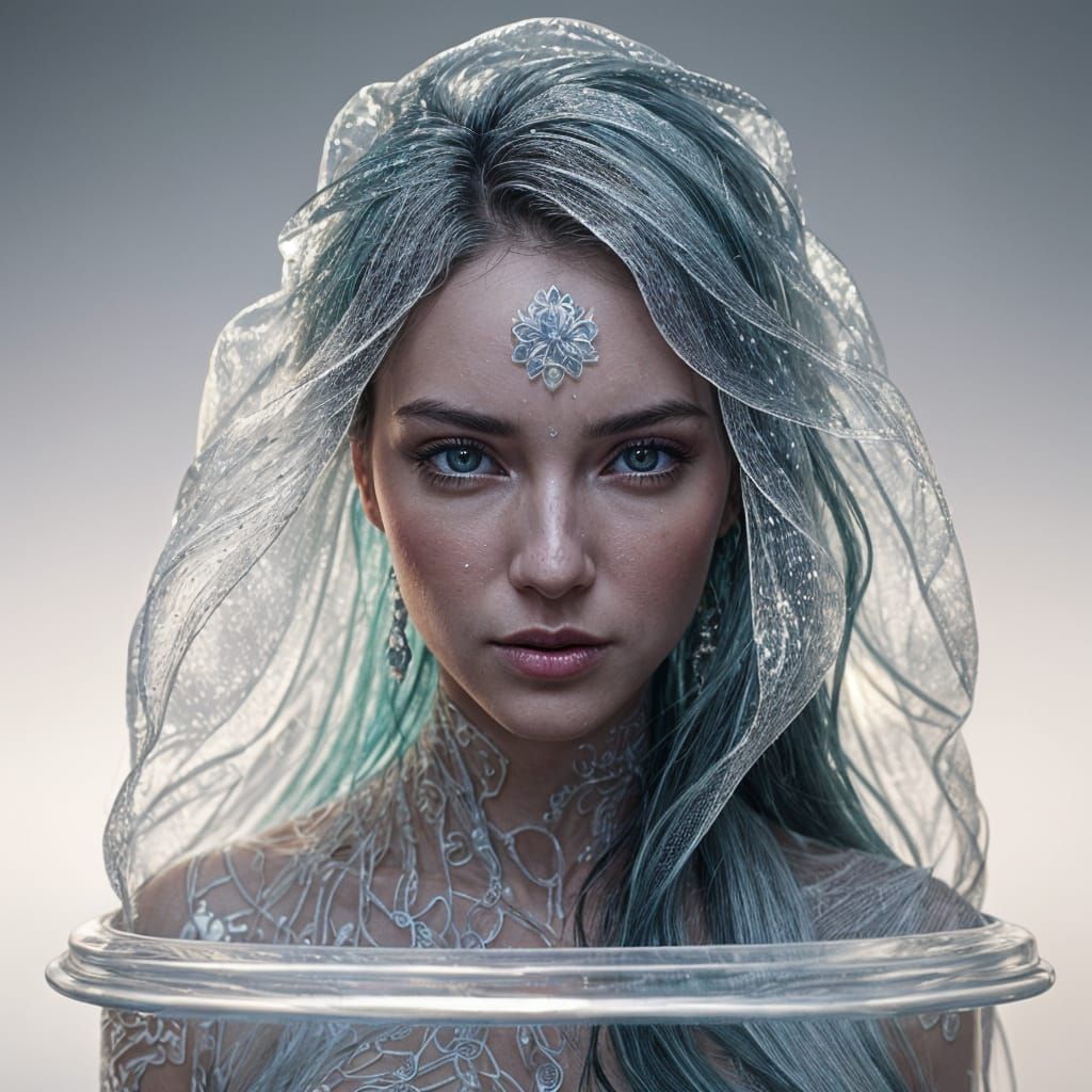 Ethereal Beauty Wears Delicate Bubble Wrap in Hyperrealistic...