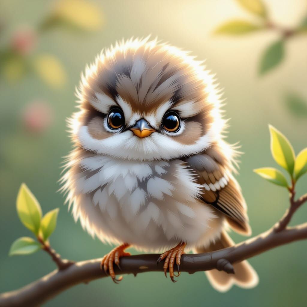 Adorable Bird Portrait in Hyperdetailed Digital Art