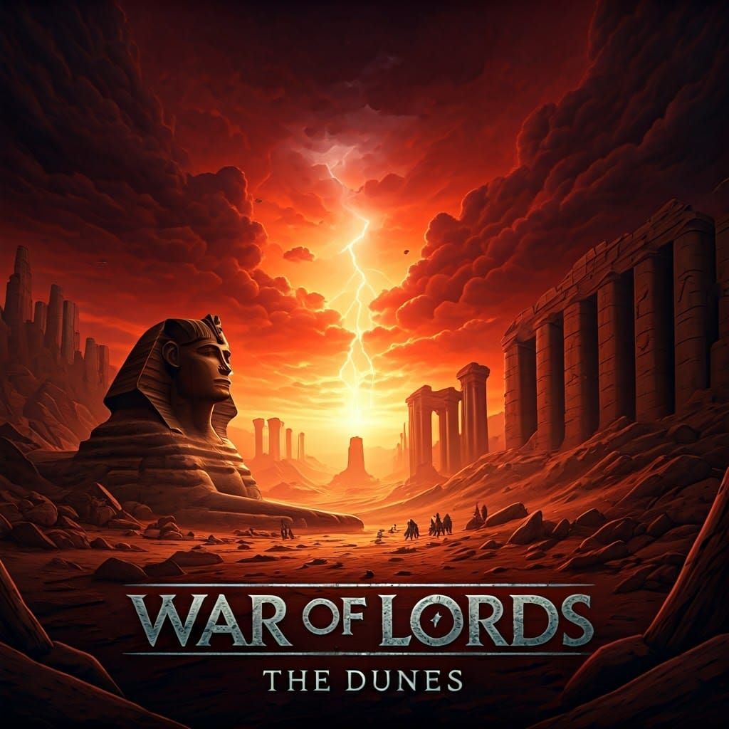 Stormy Battlefield with Sphinx in Apollo's Light