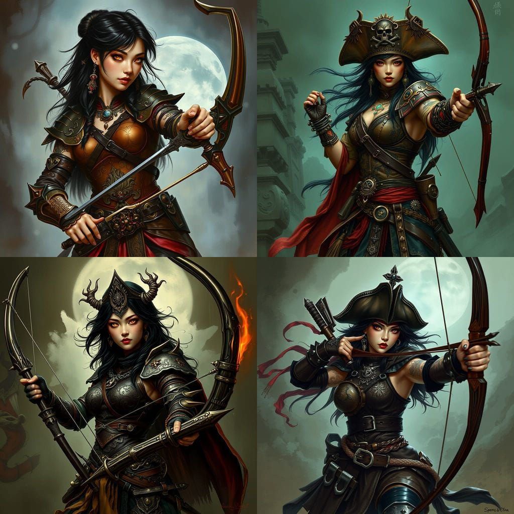 Pirate Woman with Glowing Eyes and Tattoos