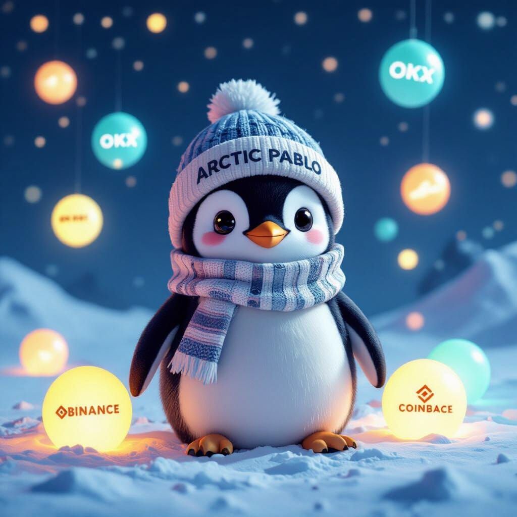 Penguin in Arctic Landscape, Modern Digital Art