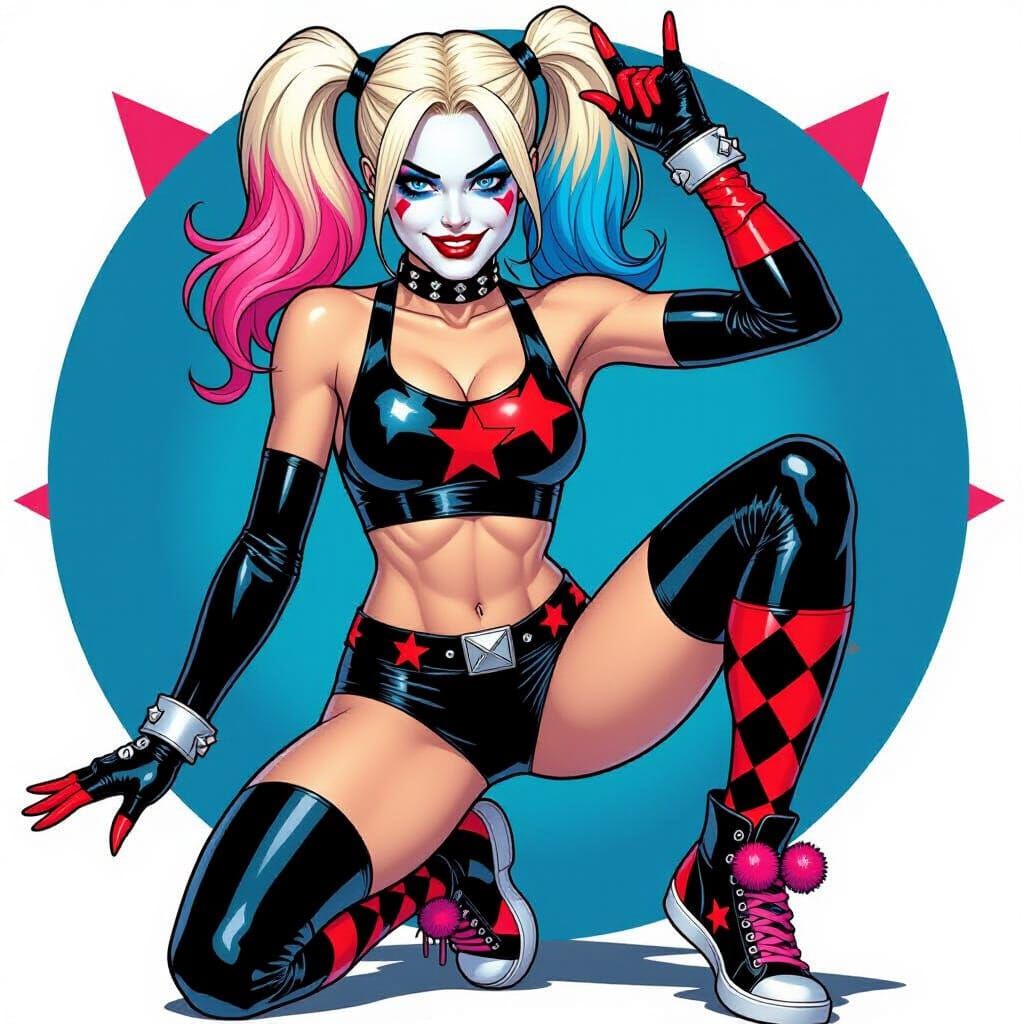 Harley Quinn in Noir Comic Book Style