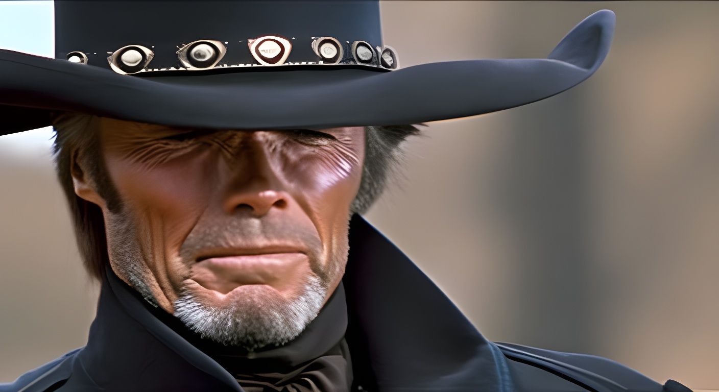 Intense Squint in a Western Movie Close-Up