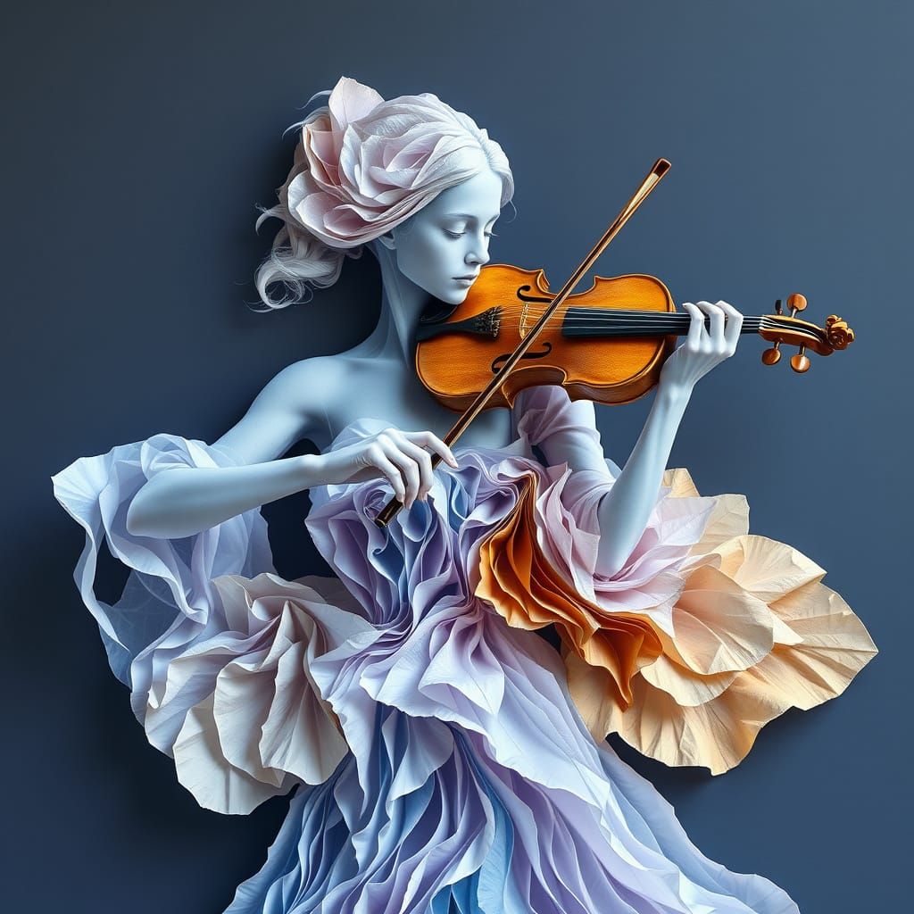 Ethereal Violinist in Surrealist Dreamscape