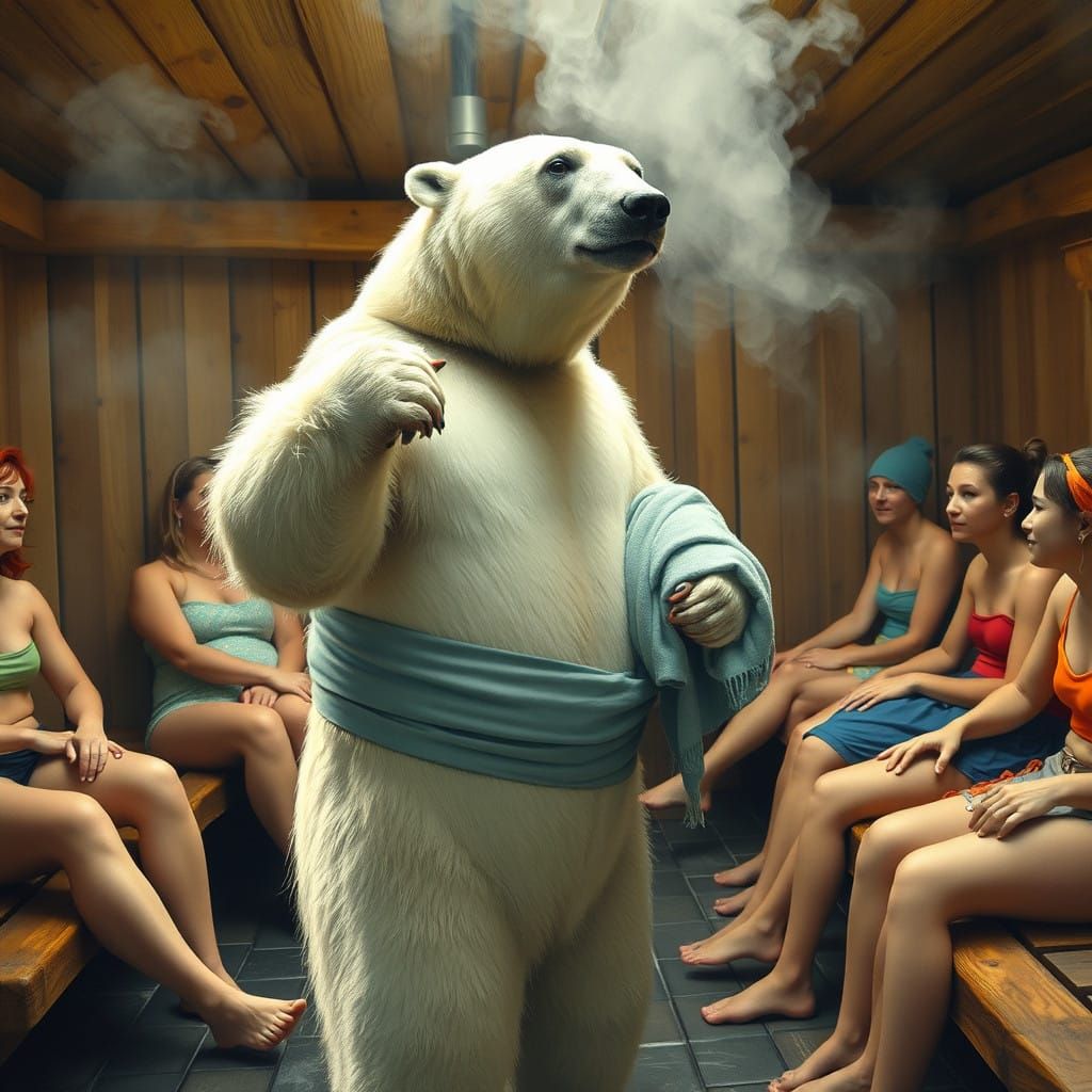 Sweaty Polar Bear Fancily Cools Overheated Tourists in Tradi...