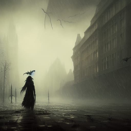 Mysterious Evil Halloween Scene in Dark Fantasy Art